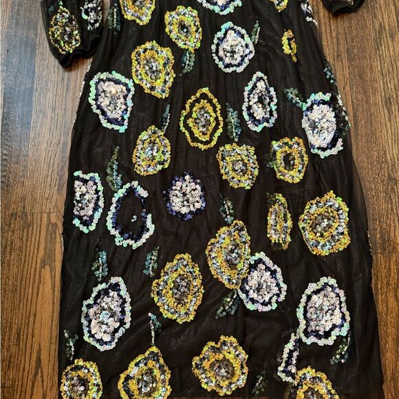 Anthropologie Floral Sequin Dress Let me Be-Q15 - Picture 14 of 14